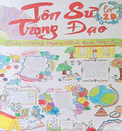 Sôi nổi cuộc thi làm báo tường “Tri ân thầy cô” tại Trường Tiểu học Tam Thanh