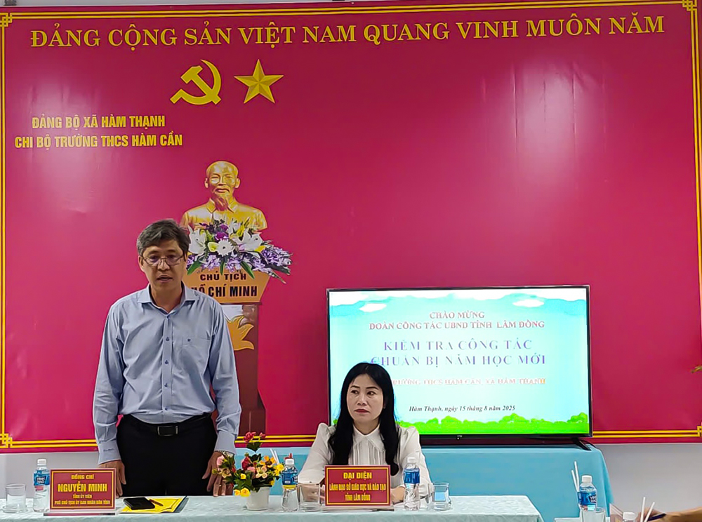Phó Chủ tịch UBND tỉnh Lâm Đồng Nguyễn Minh kiểm tra công tác chuẩn bị năm học mới tại xã Hàm Thạnh