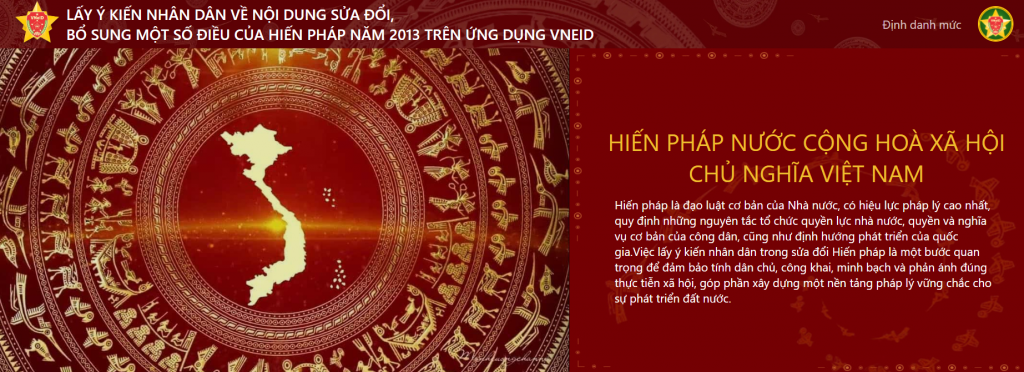Mọi người dân có thể góp ý sửa đổi Hiến pháp năm 2013 qua ứng dụng VNeID