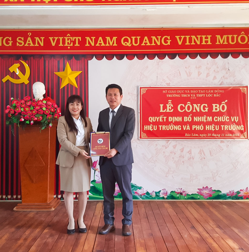 Thầy Đặng Tài Tuệ được điều động, bổ nhiệm giữ chức vụ Hiệu trưởng Trường THCS-THPT Lộc Bắc 