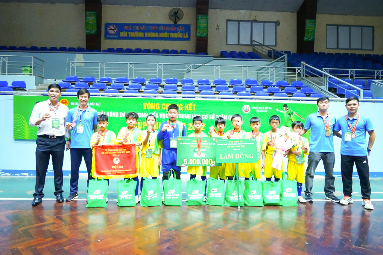 Lâm Đồng đoạt giải Ba Giải Bóng đá học sinh tiểu học và trung học cơ sở toàn quốc Cúp Milo năm 2022