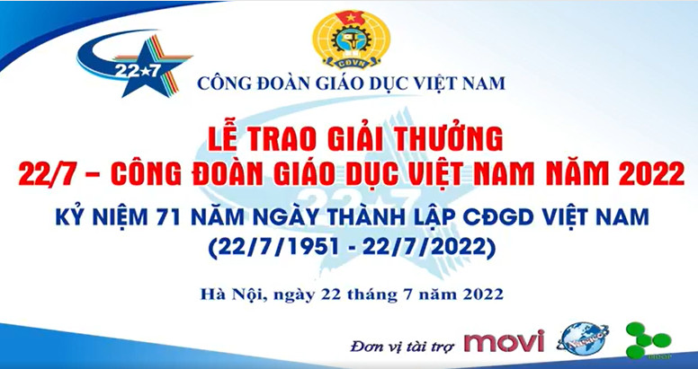 Công đoàn Giáo dục Việt Nam tổ chức Lễ trao Giải thưởng “22/7 – Công đoàn giáo dục Việt Nam năm 2022”