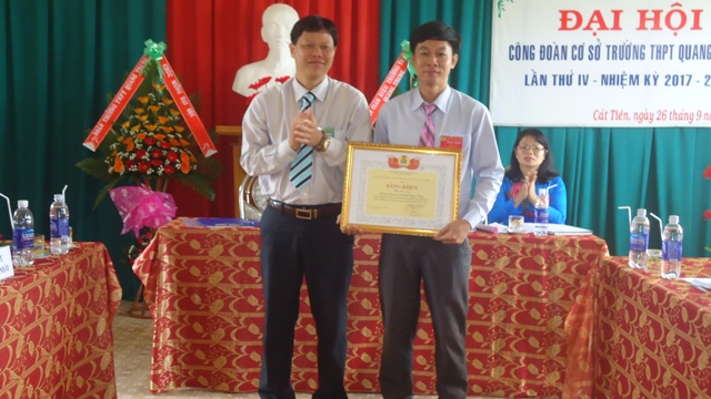 Công đoàn cơ sở Trường THPT Quang Trung, huyện Cát Tiên tổ chức thành công Đại hội lần thứ IV, nhiệm kỳ 2017 – 2022.